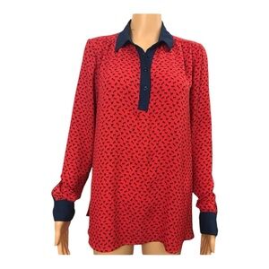 Free People Red Horse Country Print Long sleeve Shirt Sz Small Loose Fit.     D
